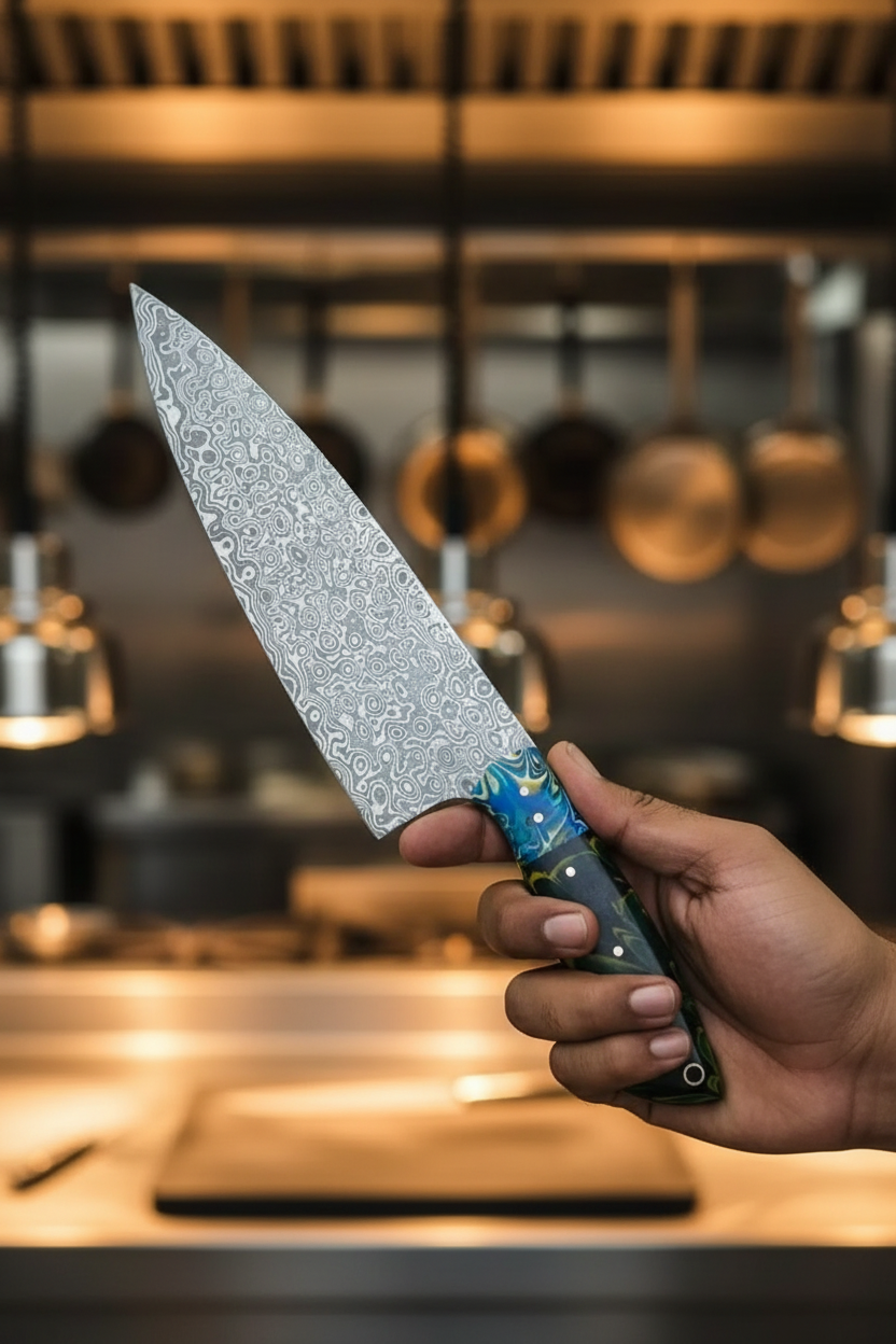 Resinrain Damascus Chef Knife Set – Pack of 3