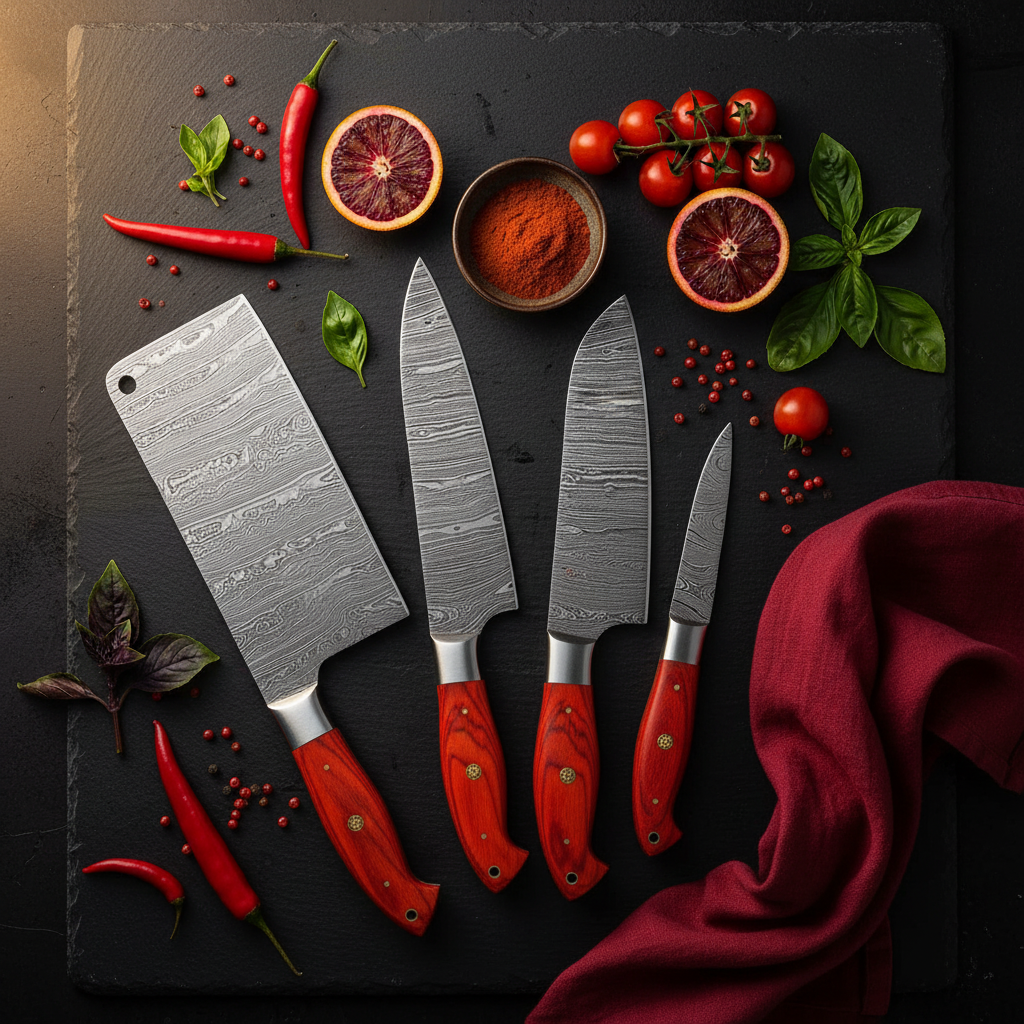 Orangeforge Damascus Kitchen Knife Set – 4 Piece
