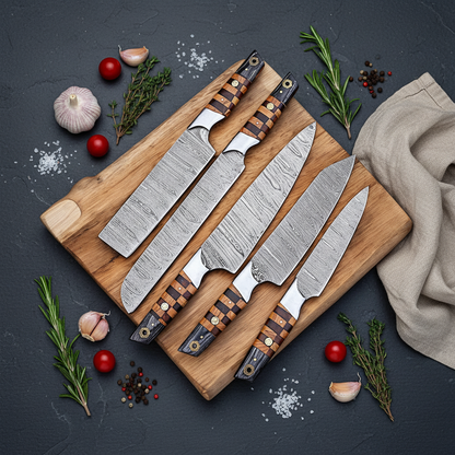 Wildgrove Damascus Kitchen Knife Set – 5 Piece