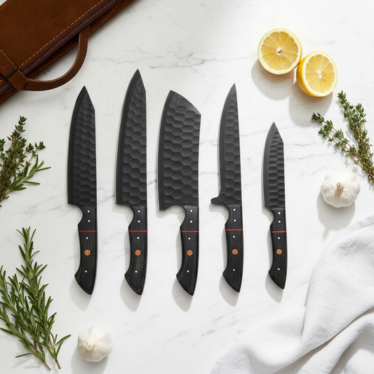 Pakkacoat Black Steel Kitchen Knife Set – 5 Piece