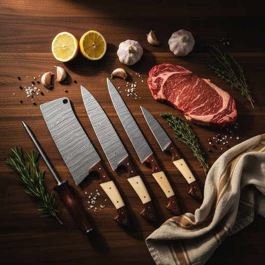 Rosecrest Damascus Kitchen Knife Set – 5 Piece