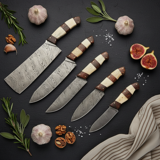 Bonecrest Damascus Kitchen Knife Set – 5 Piece