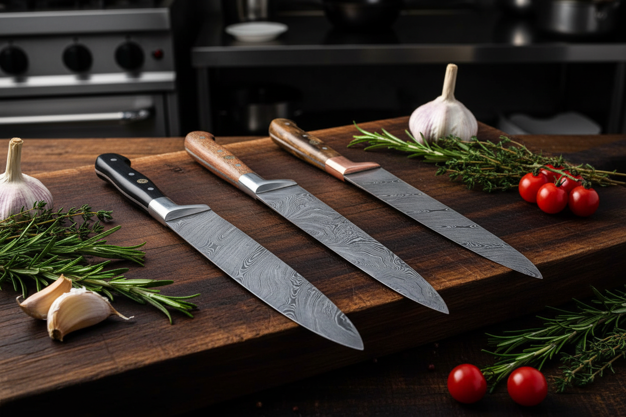 Triocraft Damascus Chef Knife Set – Pack of 3