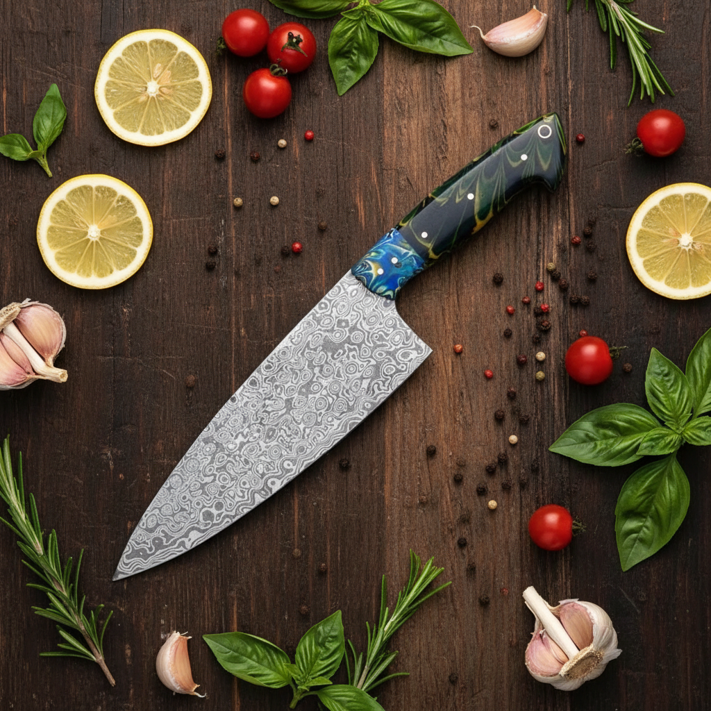 Resinrain Damascus Chef Knife Set – Pack of 3