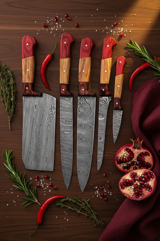 Trigrove Damascus Kitchen Knife Set – 5 Piece