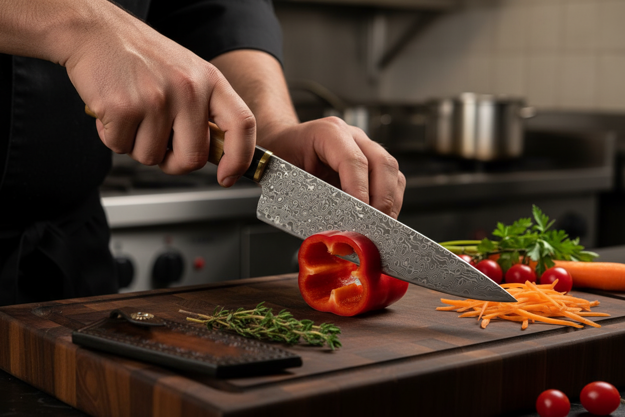 Brassgrove Damascus Chef & Santoku Knife Set – 2 Piece