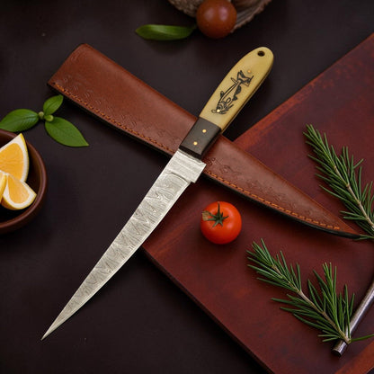 Carvedrose Damascus Fillet Knife